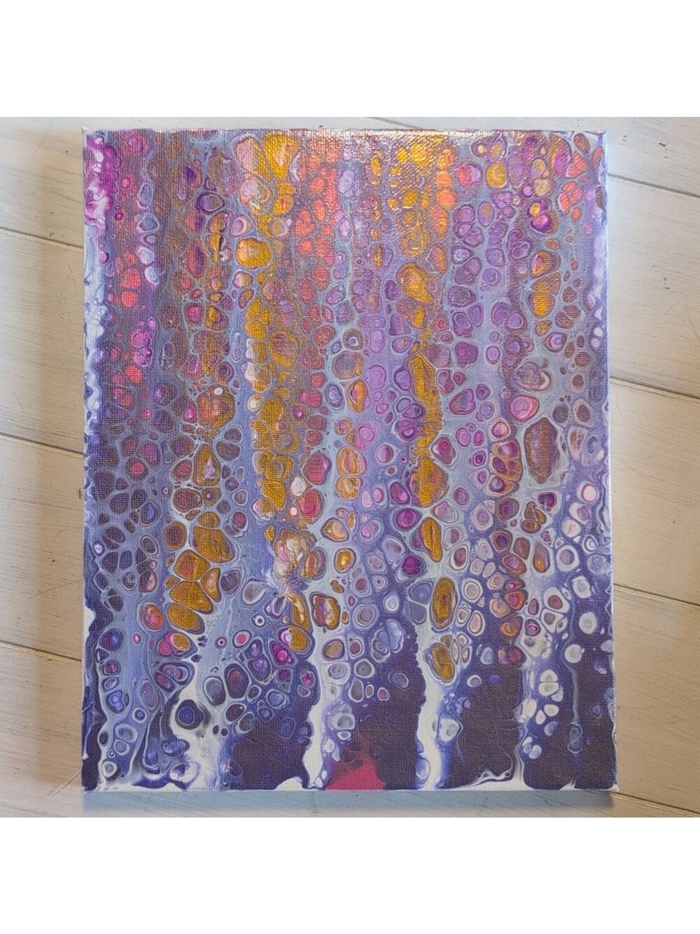 Original Abstract Painting Multicolor Stretched Canvas Art 8"×10"